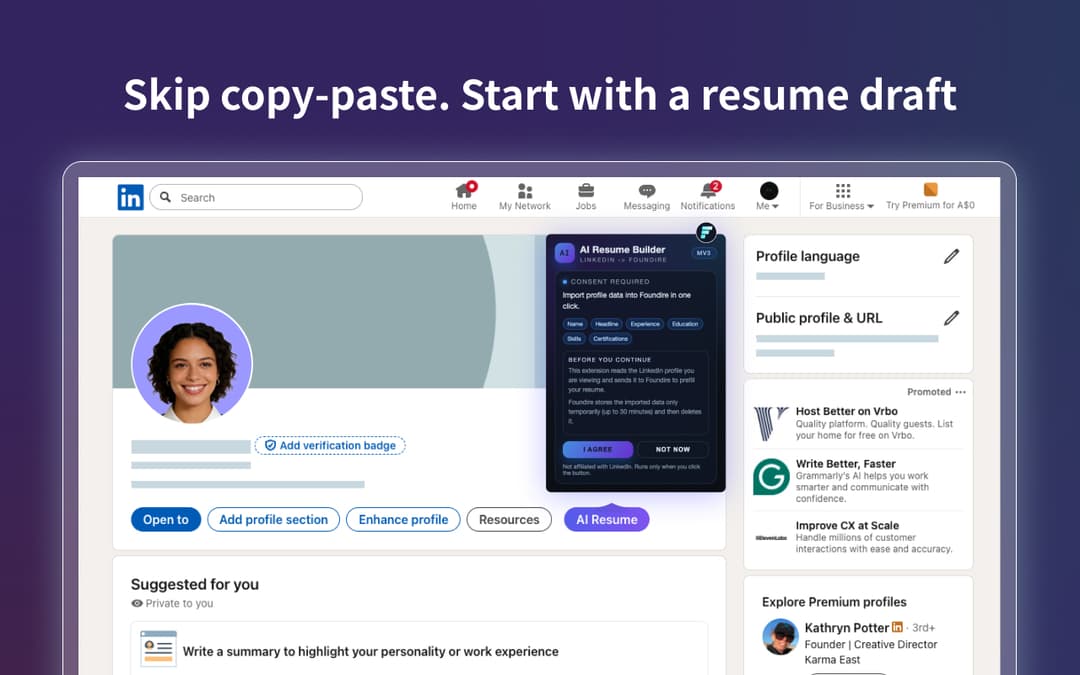 A Structured Resume Draft from Your LinkedIn 1